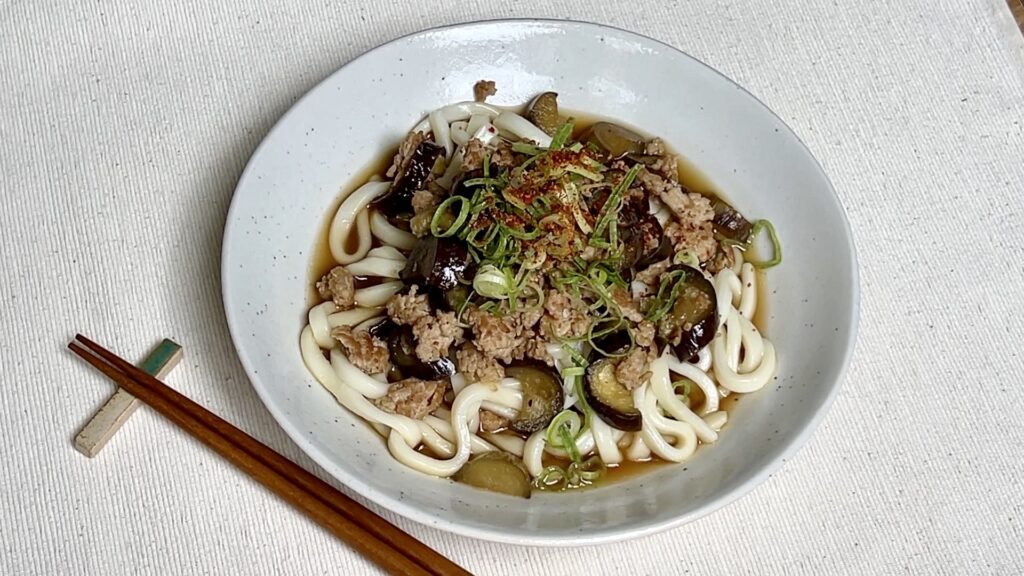 eggplant and chicken udon