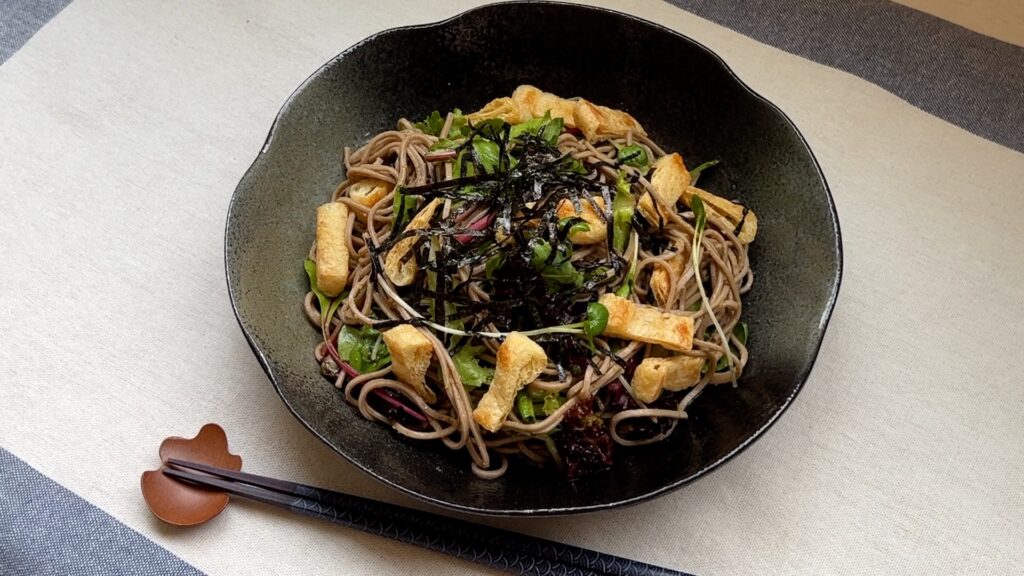 Soba Salad with Fried Tofu Croutons