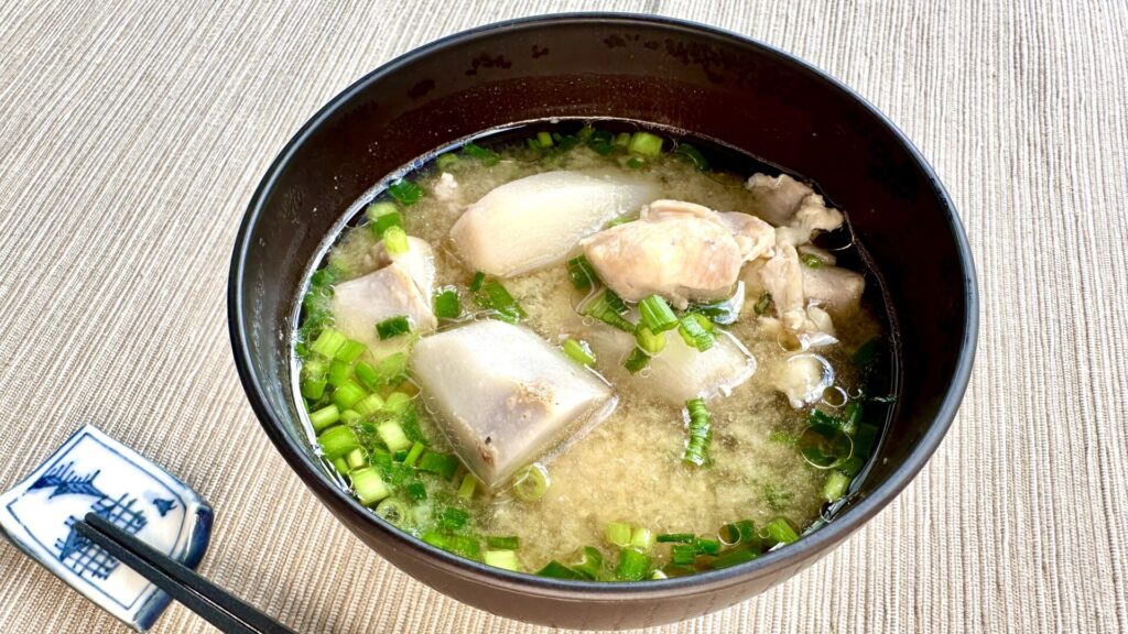 Miso Soup with Taro and Chicken