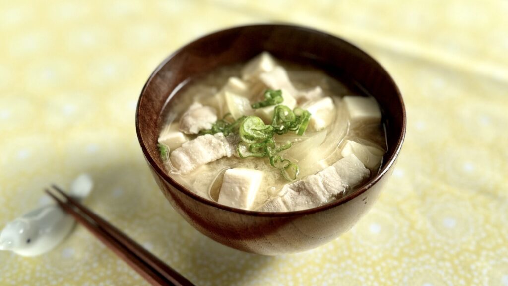 Miso Soup with Onion Pork Belly & Tofu