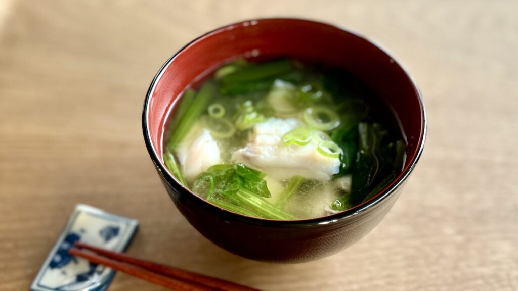 Miso Soup with Cod and Spinach