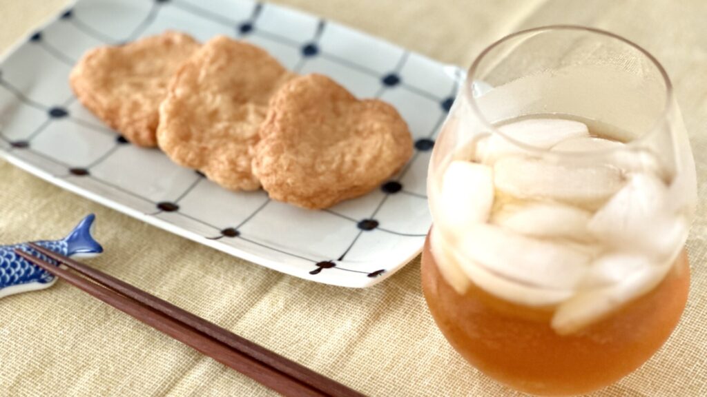 plum wine and fish cake